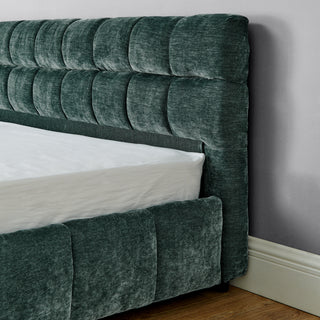 Sunvega Modern King Size Upholstered Bed with Storage Drawers and Soft Chenille Fabric