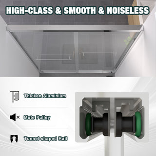 Sunvega 56-60"x58" Adjustable Aluminum Frame Double Sliding Bathtub Screen