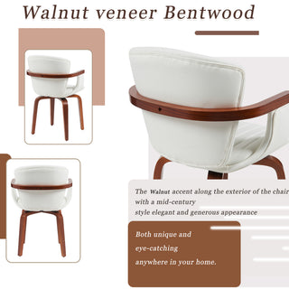 Sunvega Mid-Century Modern Bentwood Swivel Dining Chairs with PU Leather Upholstery