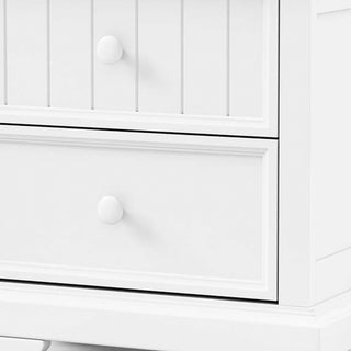 Sunvega White Solid Hardwood Nightstand with Two Spacious Drawers and Round Knobs