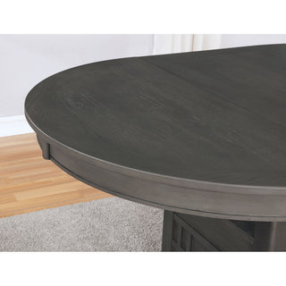 Sunvega Medium Grey Oval Extension Leaf Dining Table with Built-in Storage