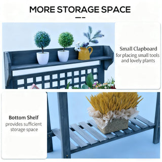 Sunvega Outdoor Potting Bench with Sliding Tabletop Dry Sink and Storage Shelf