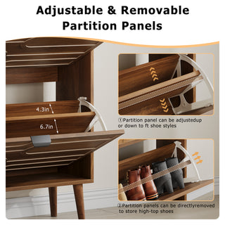 Sunvega Farmhouse Shoe Cabinet with 2 Flip Drawers and Anti-Tipping Device for Corridors
