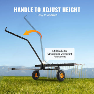 Sunvega Tow Behind Dethatcher with 24 Steel Tines for Efficient Lawn and Leaf Removal