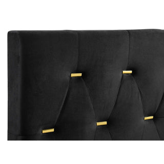 Sunvega Black and Gold Diamond Tufted Upholstered Eastern King Panel Bed Frame