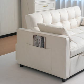 Sunvega Velvet 3-in-1 Sleeper Sofa Bed with Adjustable Backrest and Storage Pockets