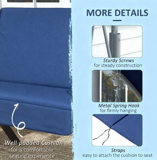 Sunvega Outdoor Porch Swing Chair with Canopy Table and Cup Holders for Two Adults