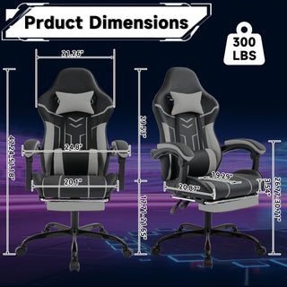 Sunvega Ergonomic Gaming Chair with Massage Lumbar Backrest and Retractable Footrest