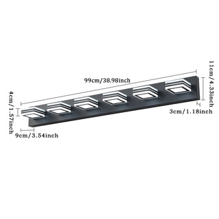 Sunvega Modern 7-Light LED Vanity Fixture with Square Acrylic Lampshades for Bathroom