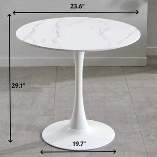 Sunvega Modern Round Dining Table with MDF Top and Sturdy Steel Base for Kitchen