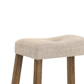 Sunvega Distressed Wooden Farmhouse Barstools with Faux Leather Seat, Counter-Height