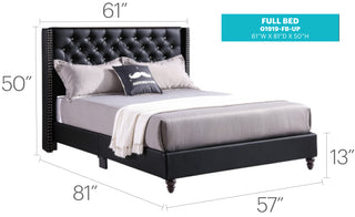 Sunvega Sleek Transitional Black Upholstered Full Bed with Durable Construction