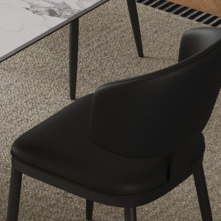 Sunvega Modern PU Leather and Metal Dining Chairs Set of 2 for Kitchen Dining Room