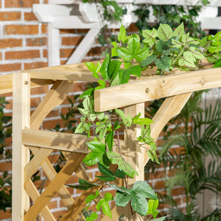 Sunvega Natural Wooden Patio Garden Bench Arbor Arch with Pergola and 2 Trellises