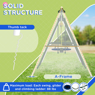 Sunvega 5 in 1 Heavy-Duty A-Frame Swing Set with Slide and Saucer Swing