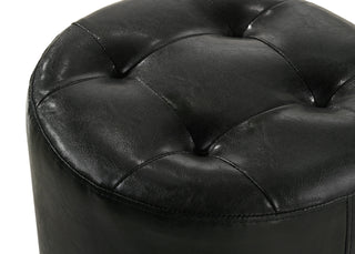 Sunvega Black Contemporary Upholstered Vanity Stool with Button Tufted Seat