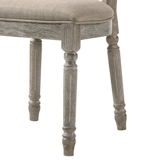 Sunvega Faustine Tan Fabric and Salvaged Light Oak Finish Side Chair Set of 2