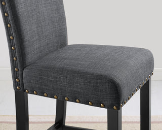 Sunvega Set of 2 Blue Linen Counter Height Stools with Nailhead Trim
