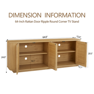 Sunvega Modern Wavy TV Stand Rounded Corner Cabinet for Living Room Storage