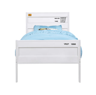 Sunvega Cargo White Finish Full Metal Bed with Recessed Panels and Container Lock
