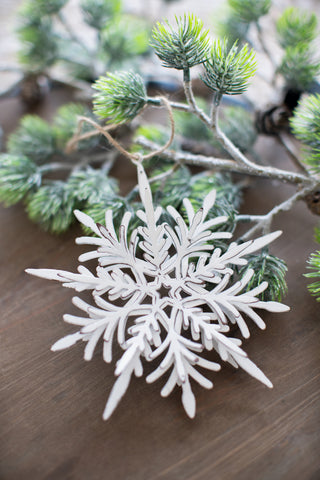 Sunvega Weathered Finish Iron Snowflake Hanging Ball Ornaments for Holiday Decor