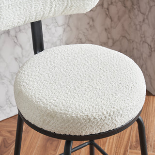 Sunvega Modern Boucle Upholstered Swivel Bar Stools Set of 2 with Metal Legs