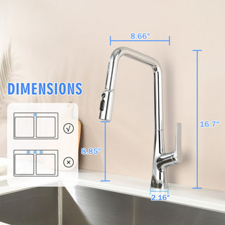 Sunvega Matte Black High Arc Pull Down Kitchen Faucet with 3 Spray Modes