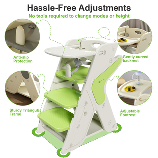 Sunvega Multi-Functional Adjustable Height Toddler Tower with Five-Point Seat Belts