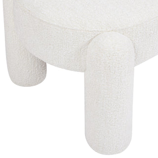 Sunvega Contemporary Fully Upholstered Oval Bench with Boucle Fabric for Living Room