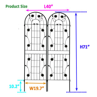 Sunvega Rustproof Metal Garden Trellis for Climbing Plants Outdoor Flower Support 4 Pack