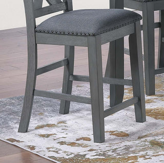 Sunvega Contemporary Gray Acacia Wood Counter Height Dining Table Set with 6 X-Back Chairs