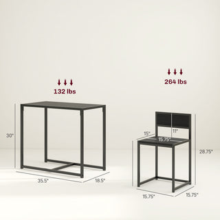 Sunvega 3-Piece Industrial Dining Table Set for Two with MDF Top and Steel Legs