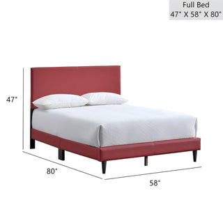 Sunvega White Faux Leather Upholstered Queen Bed with Adjustable Headboard