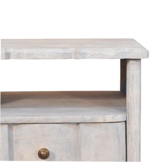 Sunvega Solid Mango Wood Bedside Table with 2 Drawers and Shelf