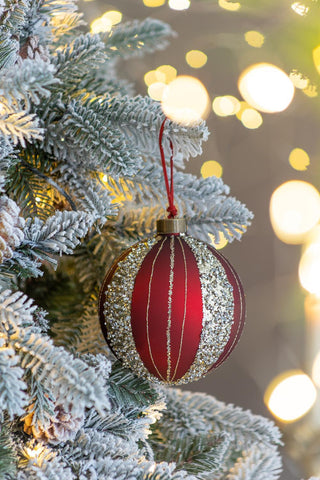 Sunvega Glass Glitter Painted Christmas Ball Ornaments Set of 12 for Holiday Decor