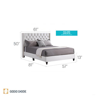Sunvega Transitional Full Bed with Soft Upholstery in Bright White