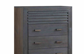 Sunvega Solid Hardwood Slat Design Chest with Mortise and Tenon Joinery in Charcoal Brown
