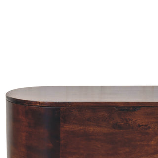 Sunvega Solid Mango Wood Light Walnut Rounded Lid-up Blanket Storage Box