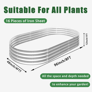 Sunvega 6x3x1ft Galvanized Metal Raised Garden Bed Kit for Outdoor Vegetables Flowers Herbs