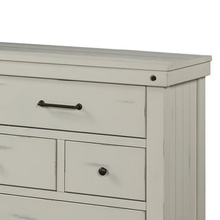 Sunvega 7 Drawer Dresser with Burnished Brass Hardware and Medium Distressing