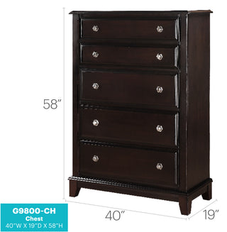 Sunvega Cappuccino Wood Veneer Night Stand with Silver Hardware for Bedroom