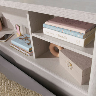 Sunvega White Bookcase Headboard with Two Adjustable Shelves for Full Queen Beds