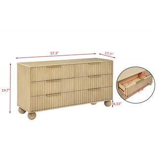 Sunvega Modern Bedroom Dresser with Fluted Panels and Rounded Legs in Light Oak