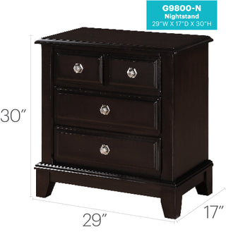 Sunvega Cappuccino Wood Veneer Night Stand with Silver Hardware for Bedroom