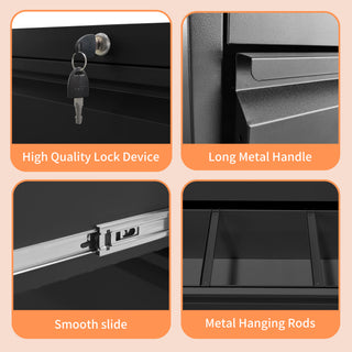 Sunvega 4 Drawer Metal Vertical File Cabinet with Lock for A4 Legal Letter Size