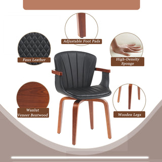 Sunvega Mid-Century Modern Bentwood Swivel Dining Chairs with PU Leather Upholstery