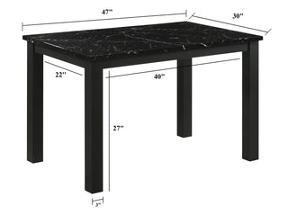 Sunvega Black Faux Marble Top Rectangular Dining Table with Strong Black Finish