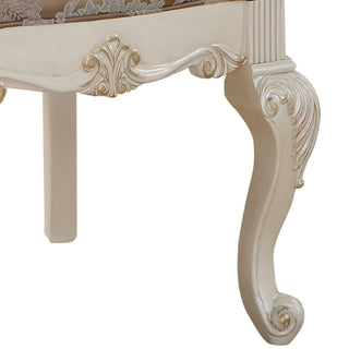 Sunvega Rose Gold and Pearl White Tufted Back Side Chairs with Floral Motifs