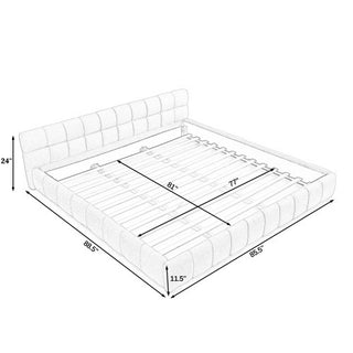 Sunvega King Size Upholstered Bed Frame with Thick Chenille Fabric Headboard