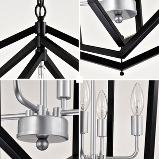 Sunvega 4-Light Matte Black and Gold Modern Industrial Chandelier for Dining Room